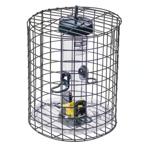 Squirrel-Proof Tube Feeder with Cage & Seed Tray 