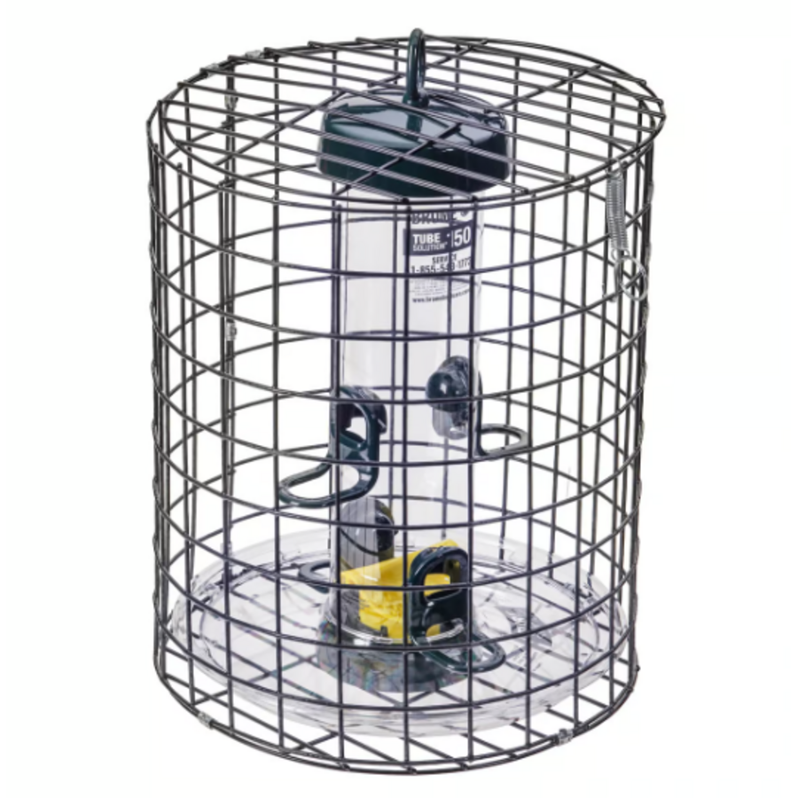 Squirrel-Proof Tube Feeder with Cage & Seed Tray