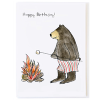 Bear Roasting Marshmallow Birthday Card