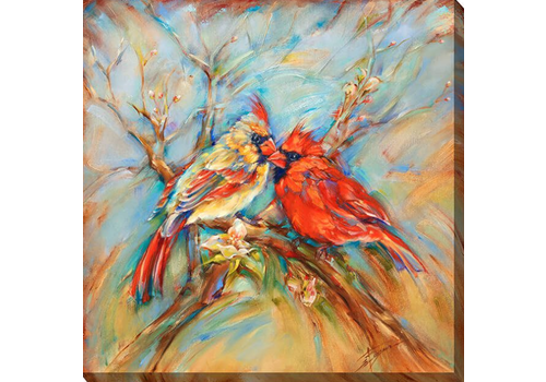 West of the Wind 24x24 Outdoor Art Spring Cardinals   West of the Wind 24x24 Outdoor Art Spring Cardinals