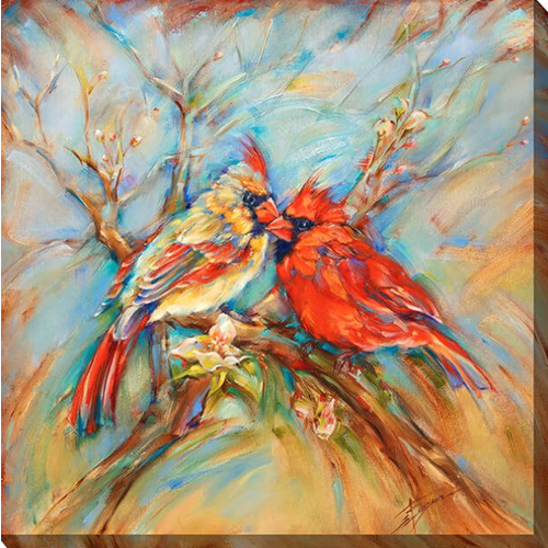 West of the Wind 24x24 Outdoor Art Spring Cardinals   West of the Wind 24x24 Outdoor Art Spring Cardinals