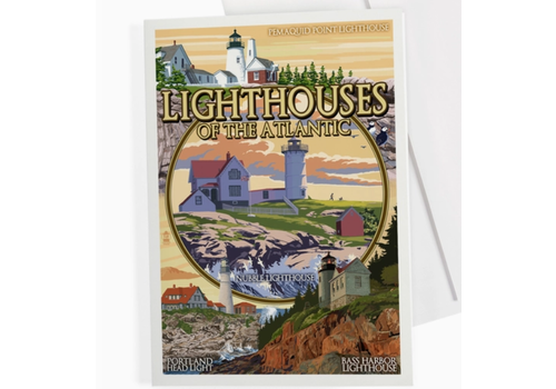 Lantern Press Lighthouses of Maine Montage Notecard 