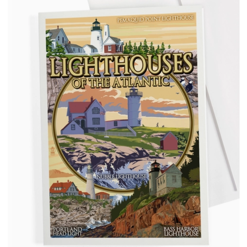  Lantern Press Lighthouses of Maine Montage Notecard 