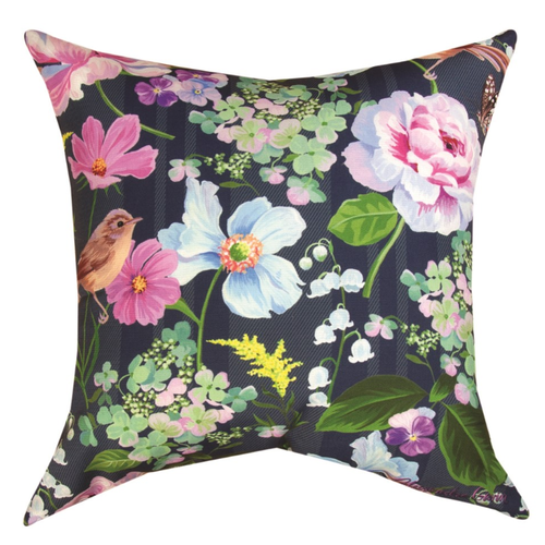  Floral with Bird Climaweave Square Pillow 