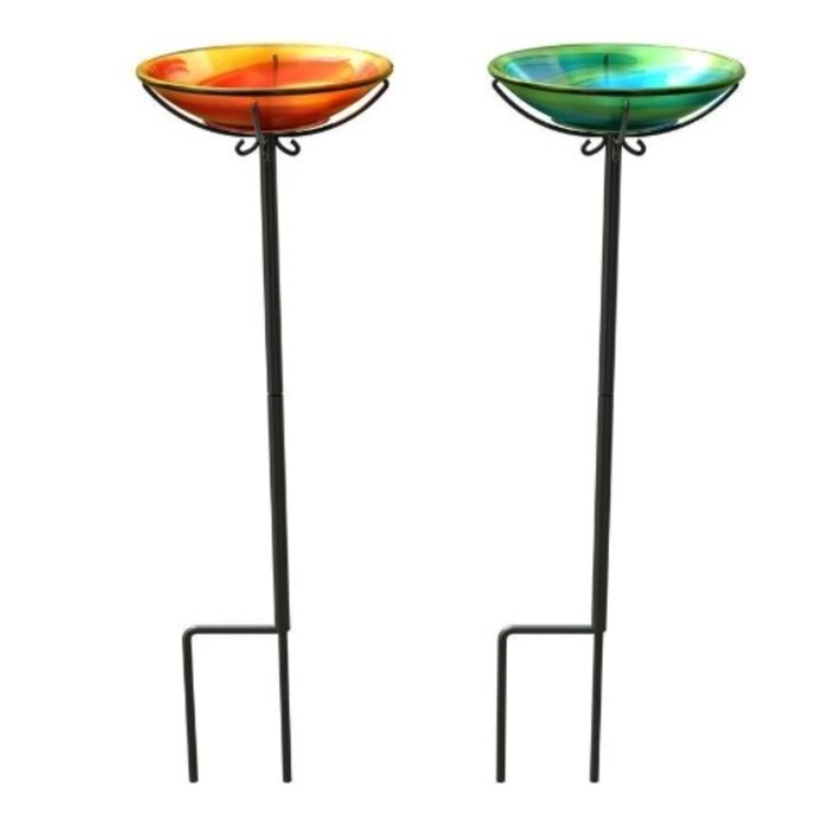 Glass Birdbath with Stake
