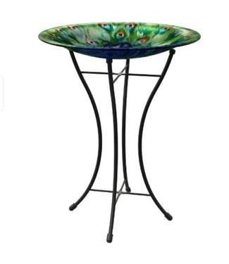 Bradley Caldwell, Inc Glass Birdbath with Stand Peacock