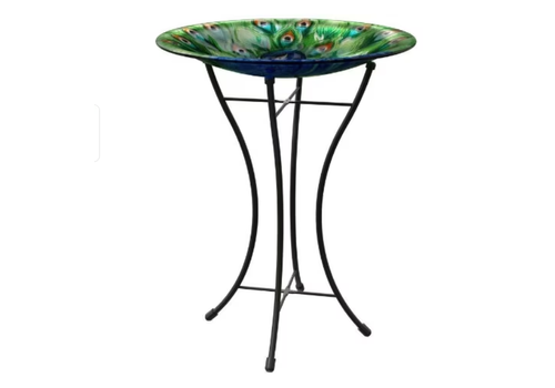  Bradley Caldwell, Inc Glass Birdbath with Stand Peacock 