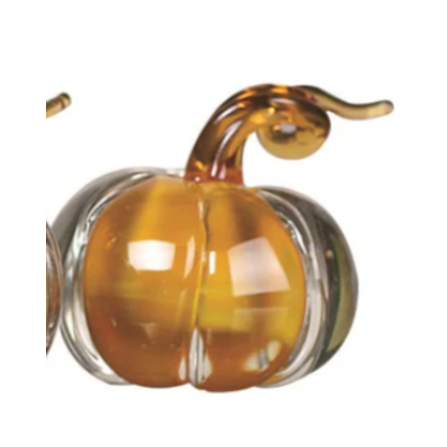 Mini Glass Amber Pumpkin 3 Assorted