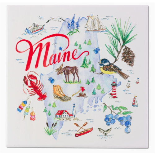  Boston International Maine State Collection 8" Ceramic Trivet 