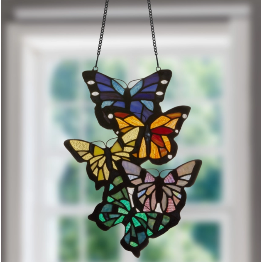 Butterfly Cluster Stained Glass Window Panel