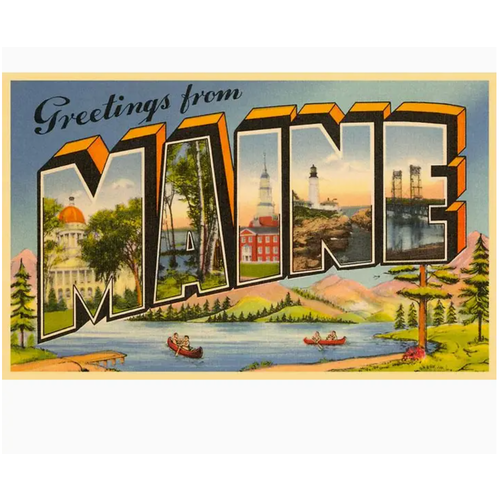  Found Image Press Greetings from Maine Vintage Image Postcard 
