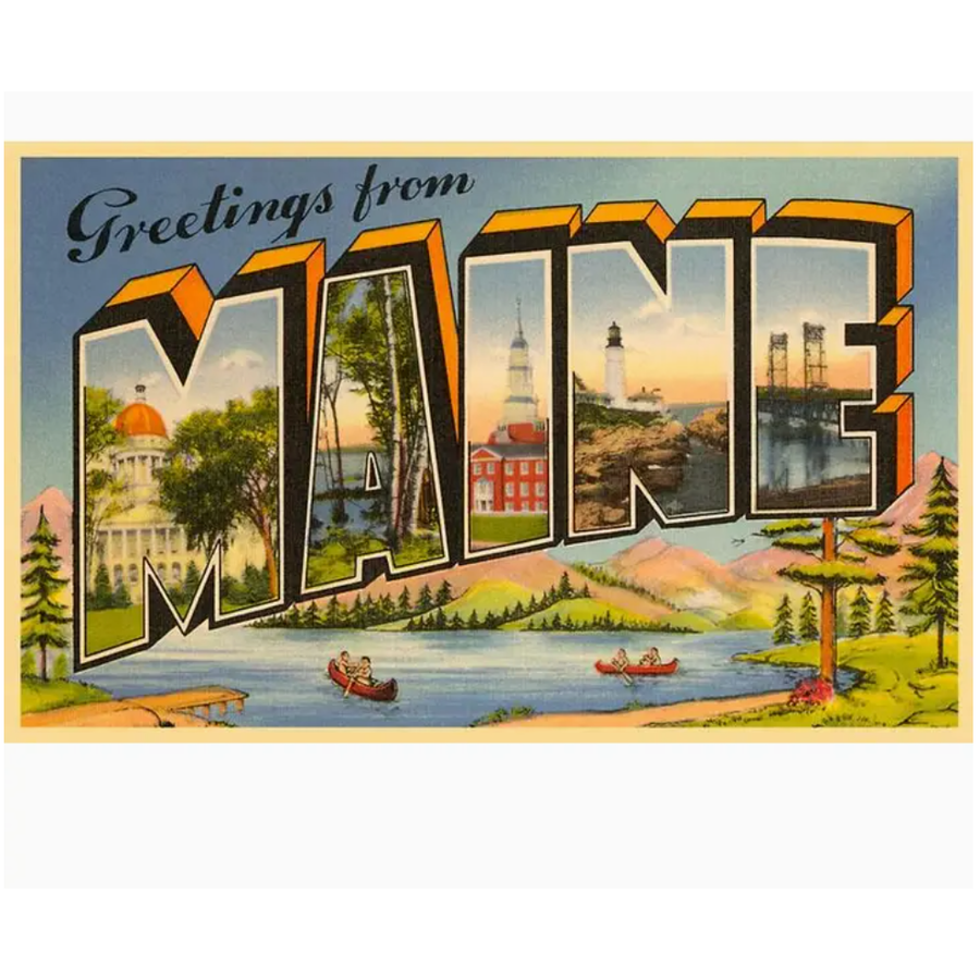 Greetings from Maine Vintage Image Postcard