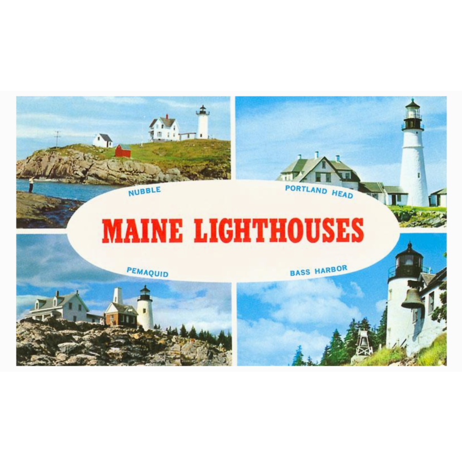 Maine Lighthouses Vintage Image Postcard