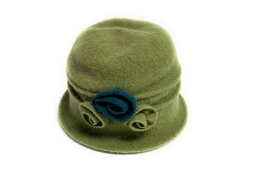  Shihreen Boiled Wool Hat with Two Tone Flower 