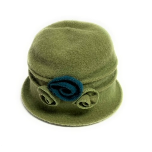  Shihreen Boiled Wool Hat with Two Tone Flower 