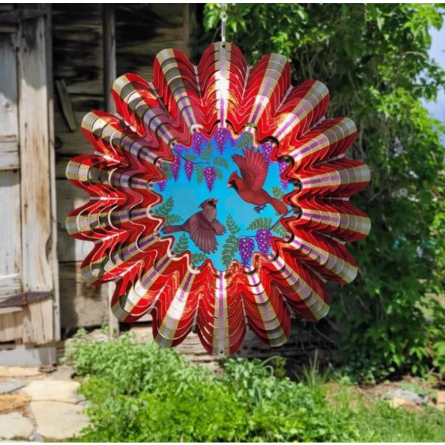 Animated Cardinal Large Wind Spinner with TAIL