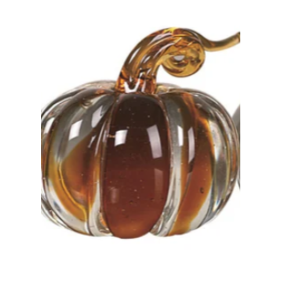 Mini Glass Amber Pumpkin 3 Assorted