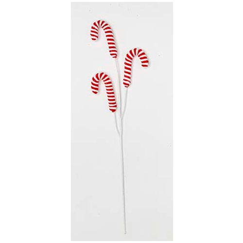  Worth Imports 26" Pick Candy Cane with Glitter Spray White & Red 