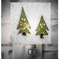 Winter Pines Christmas Fused Glass Night Light