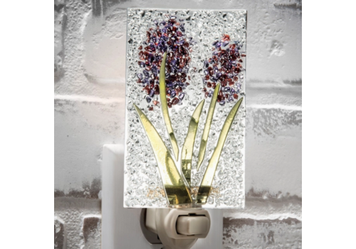  J Devlin Glass Art Purple Flower Fused Glass Night Light 