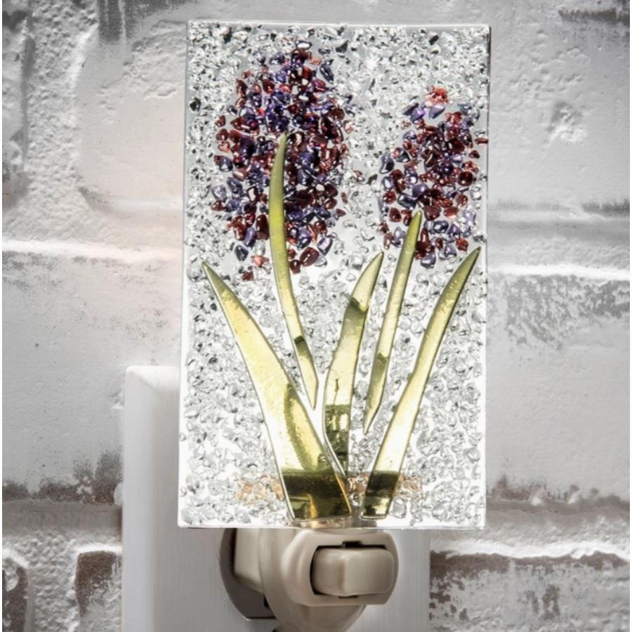 Purple Flower Fused Glass Night Light