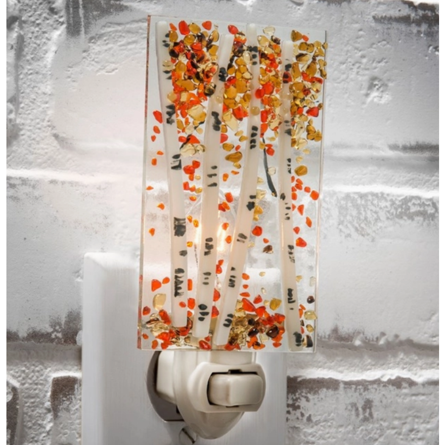 Aspen Tree Fall Fused Glass Night Light