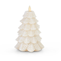 4.75x6.5 Wax Snowy Tree Luminara