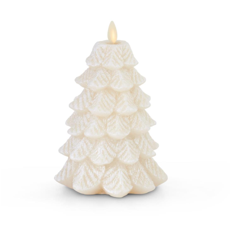 4.75x6.5 Wax Snowy Tree Luminara