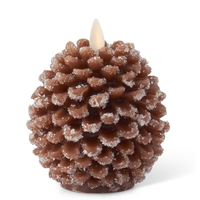 Brown Wax Snowy Pinecone Luminara