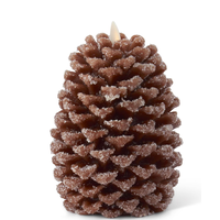 Brown Wax Snowy Pinecone Luminara