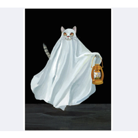 Cat  Ghost Halloween Card