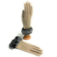 Wool Glove with Pom Pom & Faux Fur Cuff