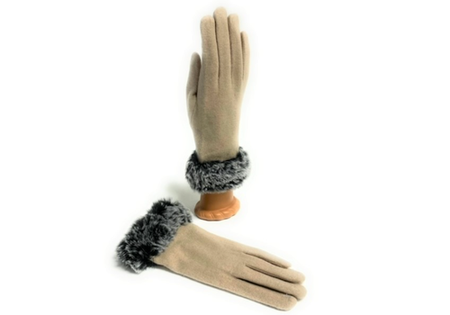 Shihreen Wool Glove with Pom Pom & Faux Fur Cuff   Shihreen Wool Glove with Pom Pom & Faux Fur Cuff
