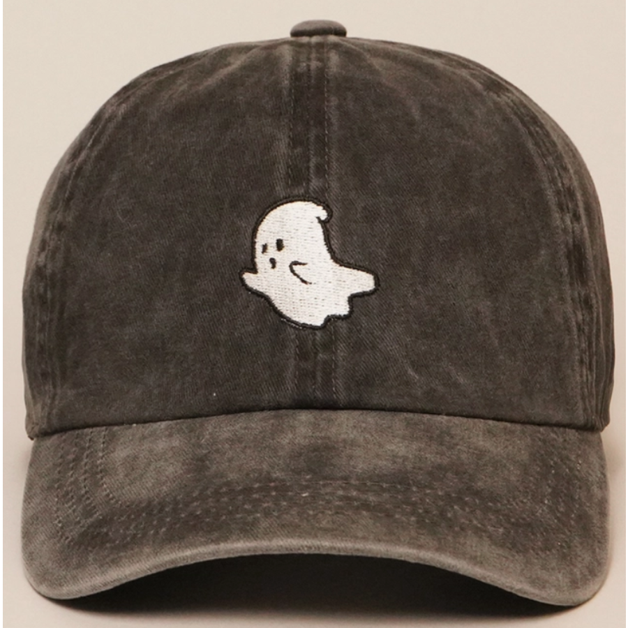 Ghost Embroidered Baseball Cap Black