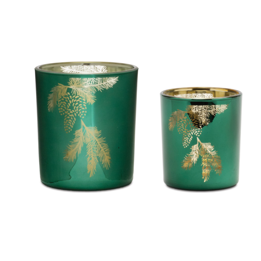 Green Glass Candle Holder