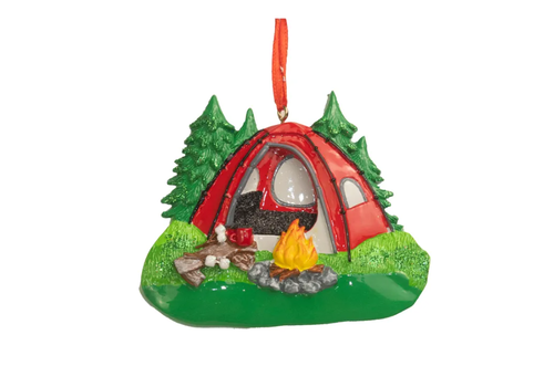  Kurt Adler Red Camping Tent Scene Ornament 