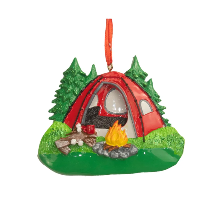 Red Camping Tent Scene Ornament