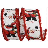 Santa Standing Frizette Wired Edge Ribbon 2.5" wide