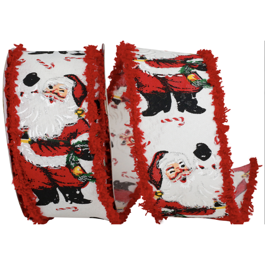 Santa Standing Frizette Wired Edge Ribbon 2.5" wide