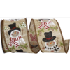 Reliant Ribbon Snowman Scarf Natural Wired Edge Ribbon 2.5" wide