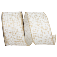 Striped Texture Elegance Ivory/Gold Ribbon 2.5" wide