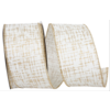 Reliant Ribbon Striped Texture Elegance Ivory/Gold Ribbon 2.5" wide
