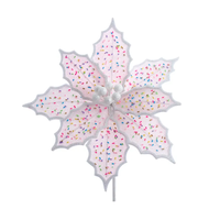 14" Pink Frosted Poinsettia Pick