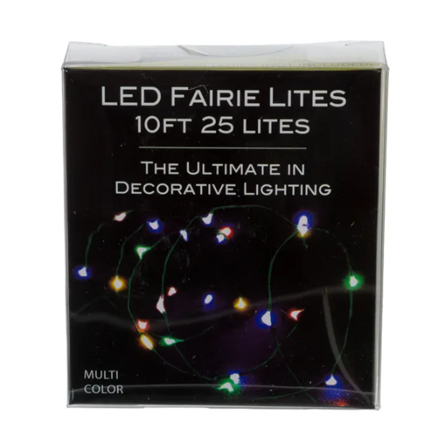 25-Light Multicolor Fairy LED Green Wire Light Set