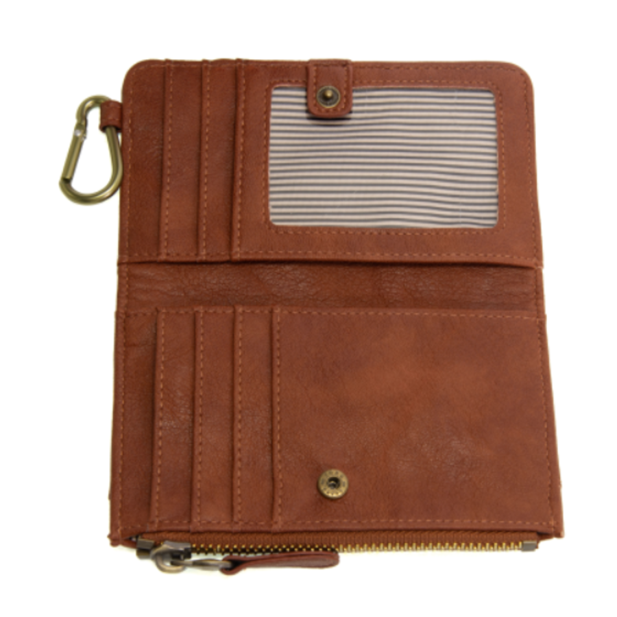 Vegan Leather Bifold Wallet with Carabiner
