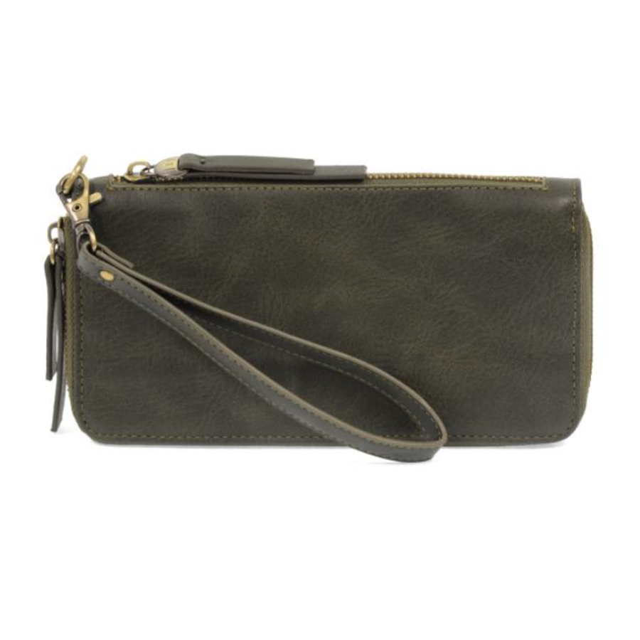 Vegan Leather Zip Around Wallet Wristlet