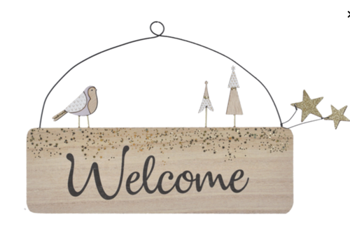  Bird w/Tree Wall Plaque - Welcome 