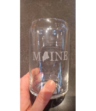 Reclaimed Maine Co. Etched Beer Can Glass Maine