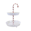 Candy Cane Two-Tier Scallop Pedestal Stand