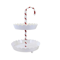 Candy Cane Two-Tier Scallop Pedestal Stand